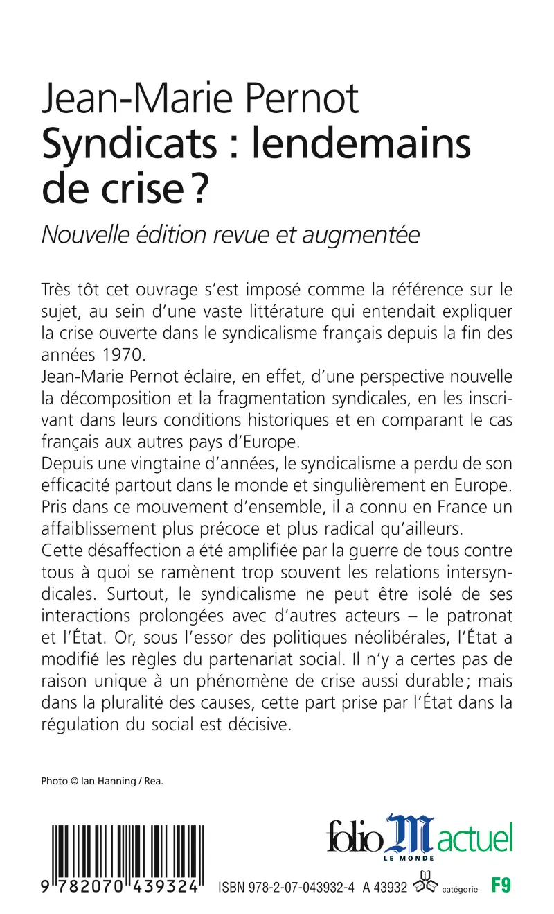 Syndicats : lendemains de crise? - Jean-Marie Pernot