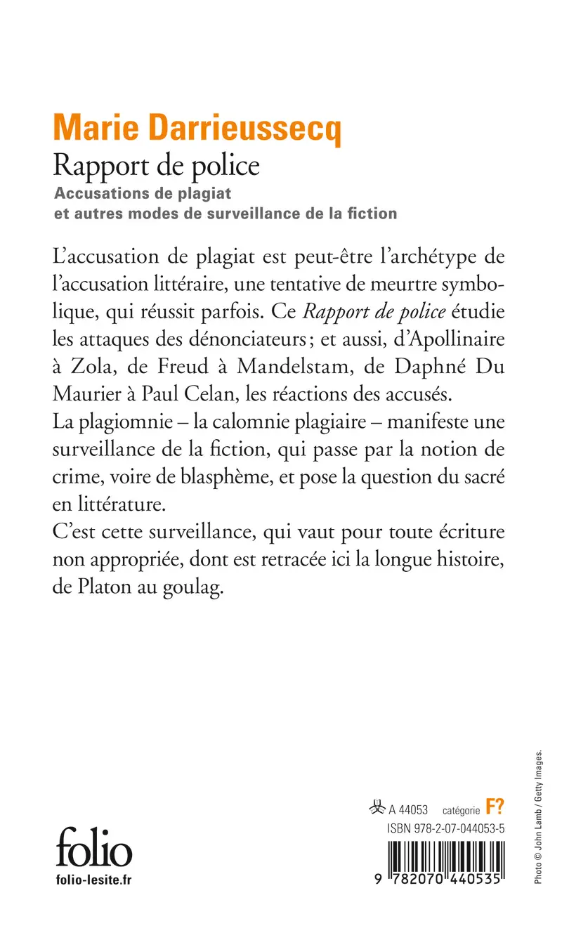 Rapport de police - Marie Darrieussecq