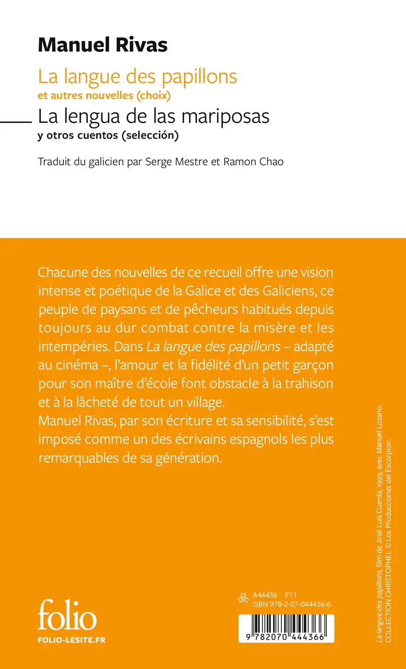 La langue des papillons et autres nouvelles (choix)/La lengua de las mariposas y otras novelas (selección) - Manuel Rivas