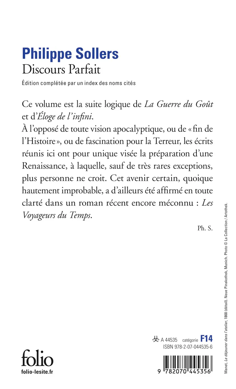 Discours Parfait - Philippe Sollers