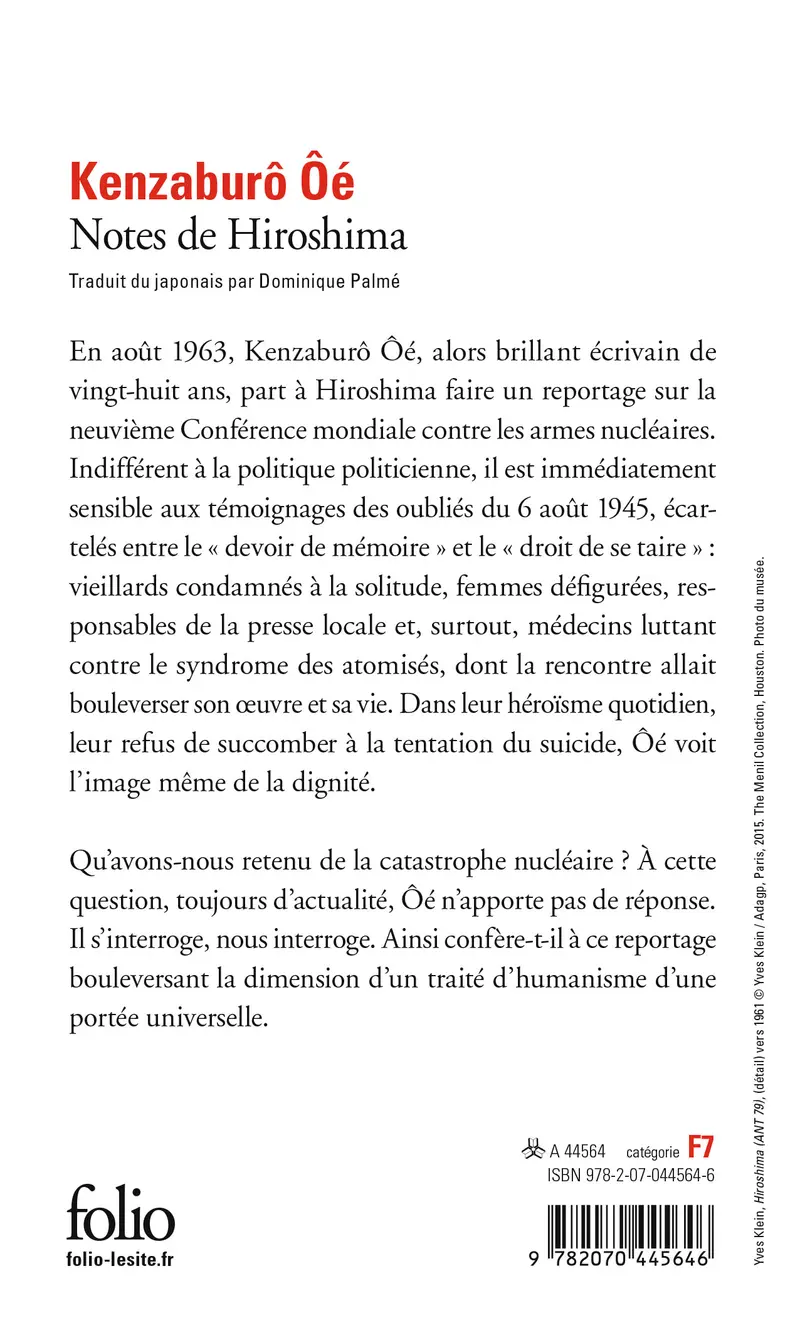 Notes de Hiroshima - Kenzaburo Ôé