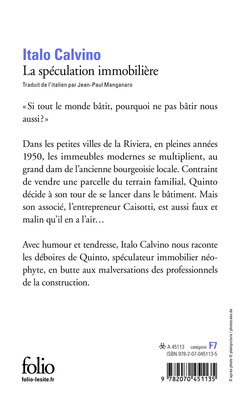 La spéculation immobilière - Italo Calvino