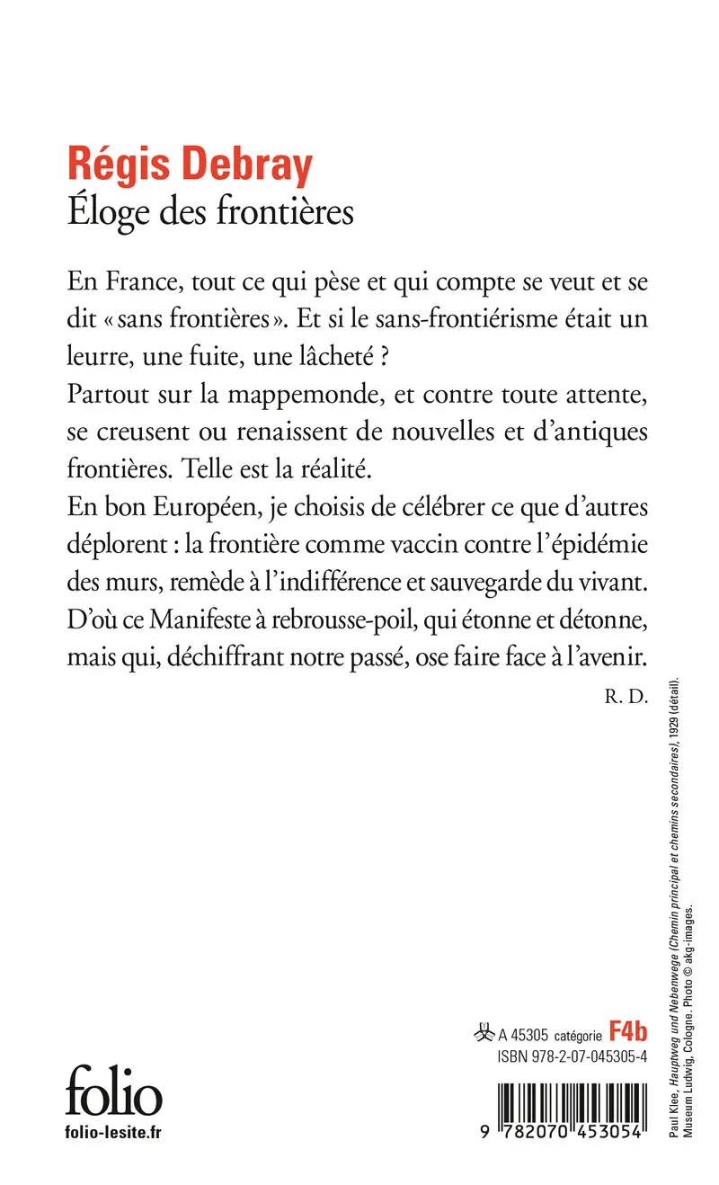 Éloge des frontières - Régis Debray