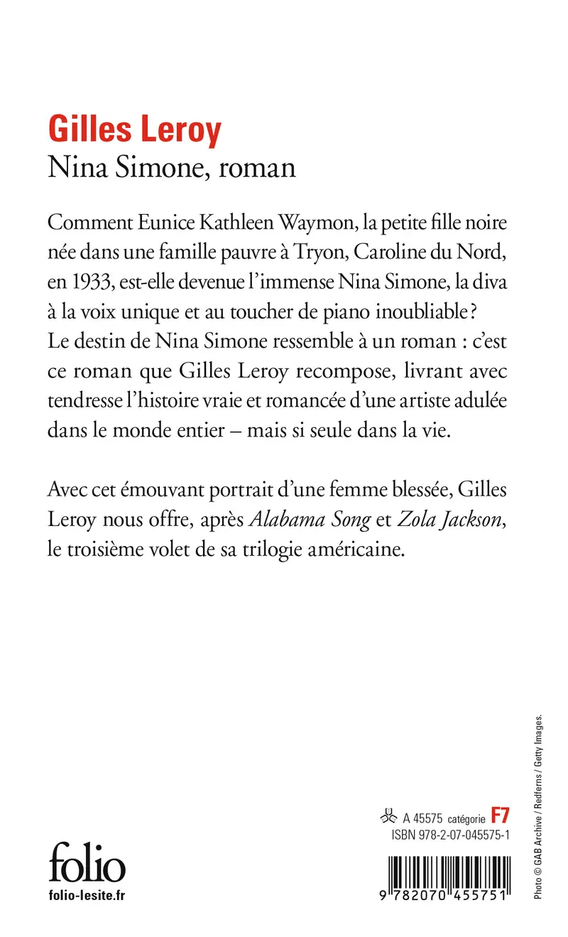 Nina Simone, roman - Gilles Leroy