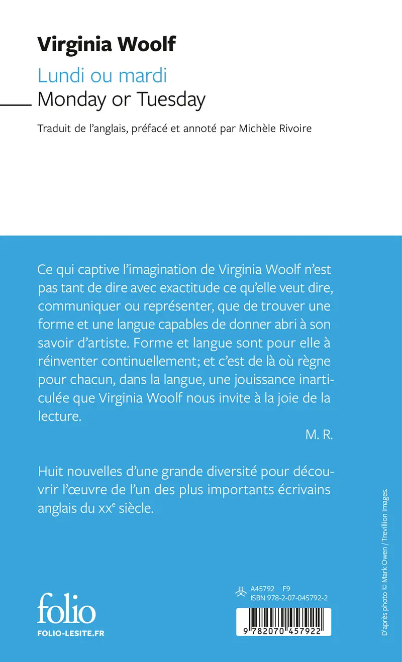 Lundi ou mardi/Monday or Tuesday - Virginia Woolf