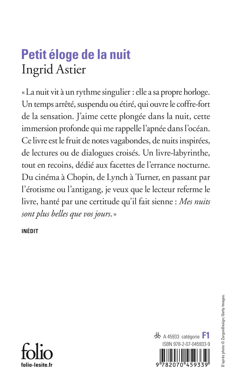 Petit éloge de la nuit - Ingrid Astier