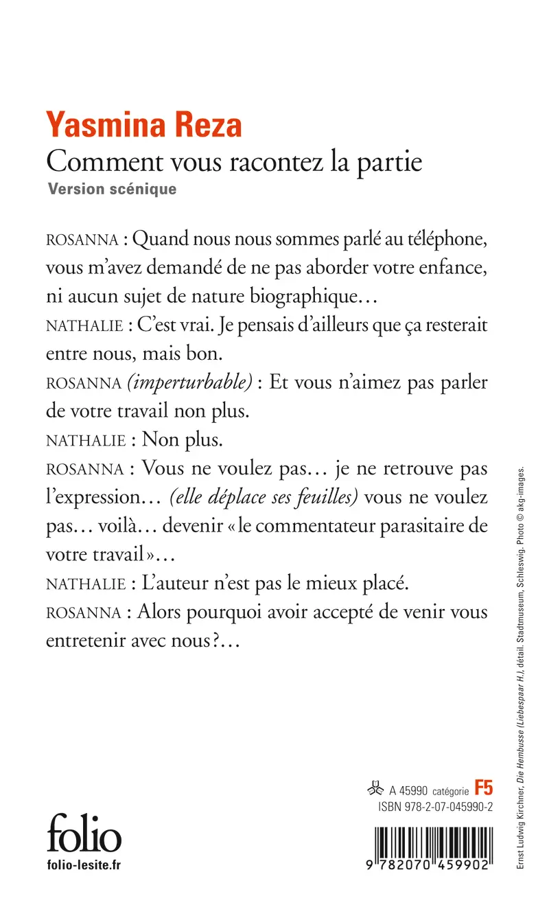 Comment vous racontez la partie - Yasmina Reza