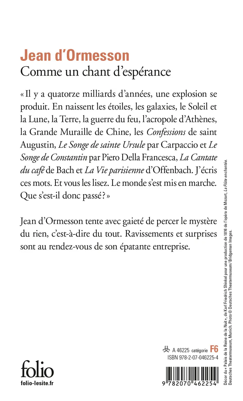 Comme un chant d'espérance - Jean d' Ormesson