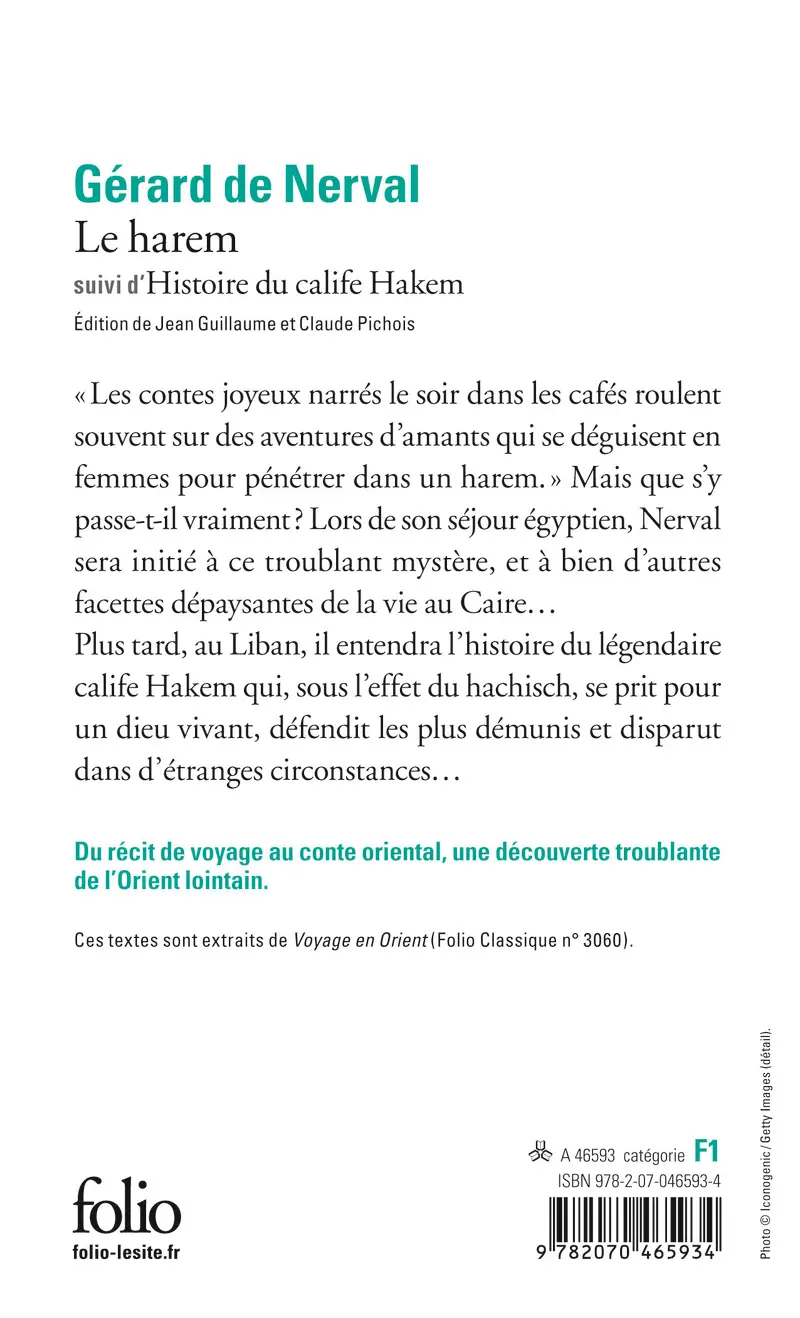 Le harem suivi d' Histoire du calife Hakem - Gérard de Nerval