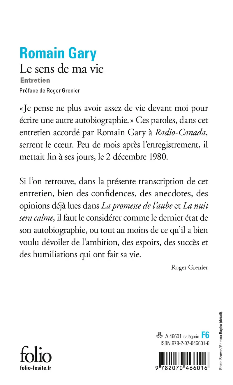 Le sens de ma vie - Romain Gary