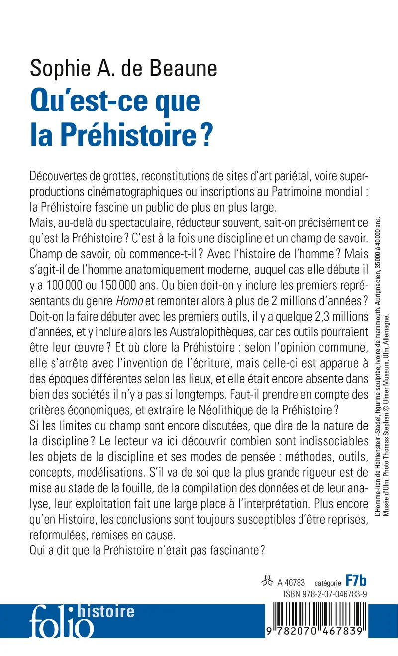 Qu'est-ce que la Préhistoire? - Sophie Archambault de Beaune