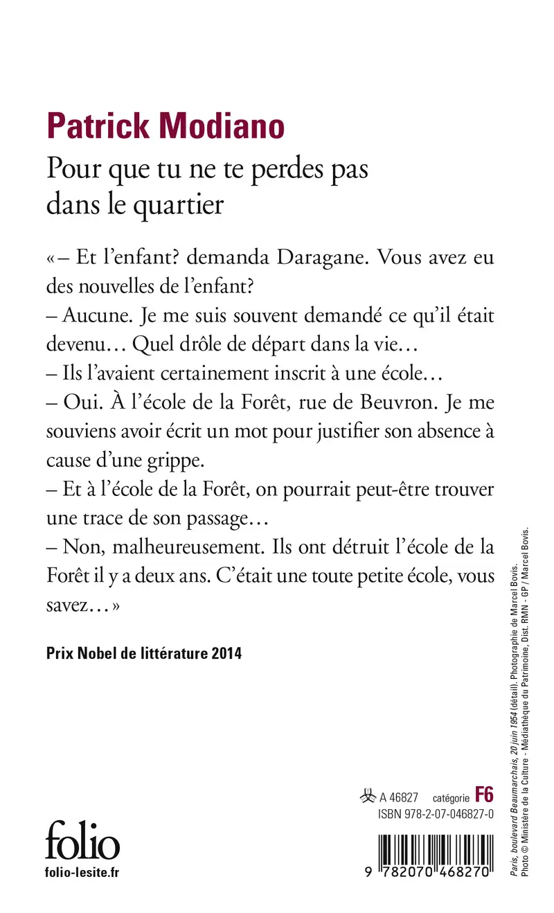 Pour que tu ne te perdes pas dans le quartier - Patrick Modiano