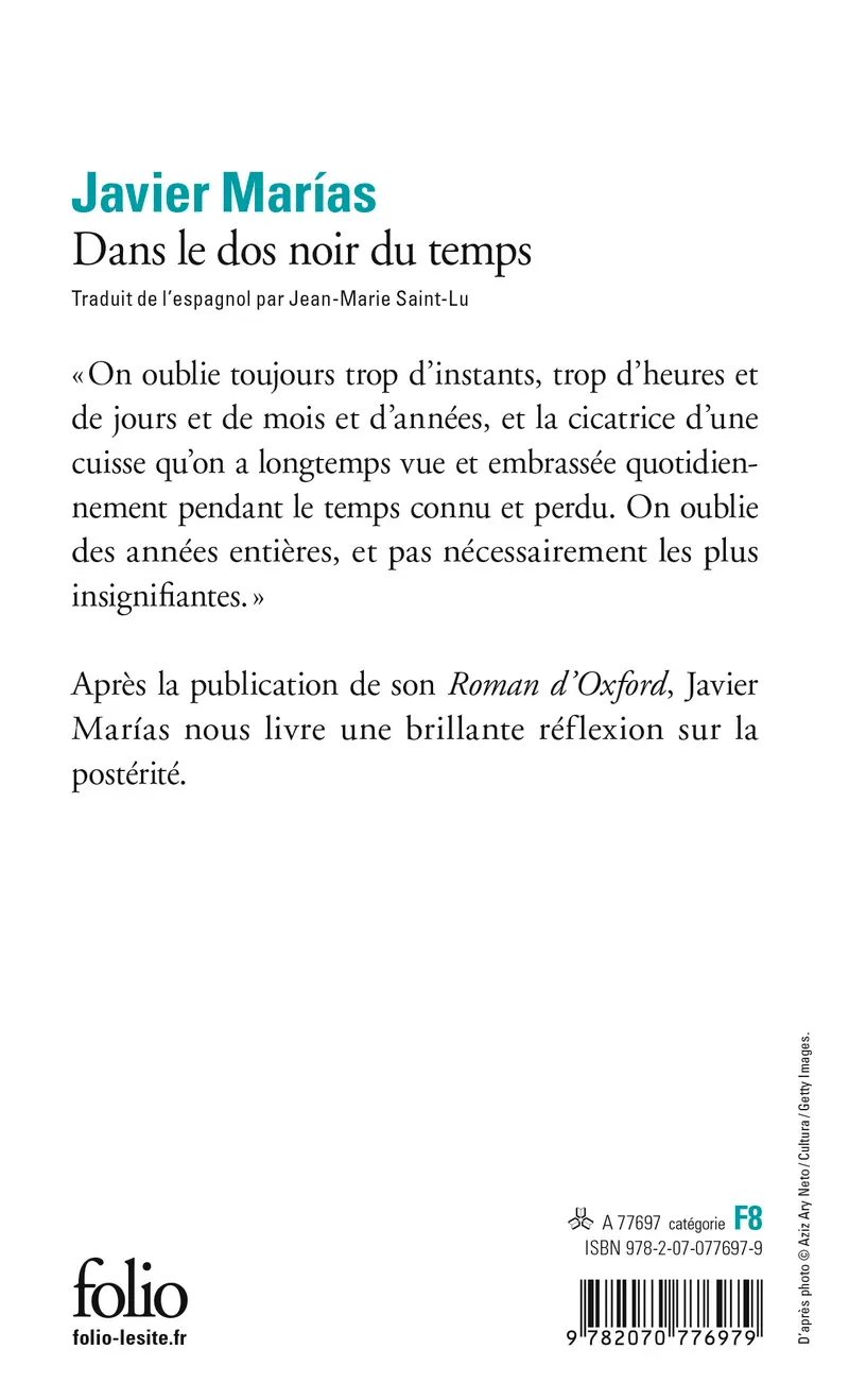 Dans le dos noir du temps - Javier Marías