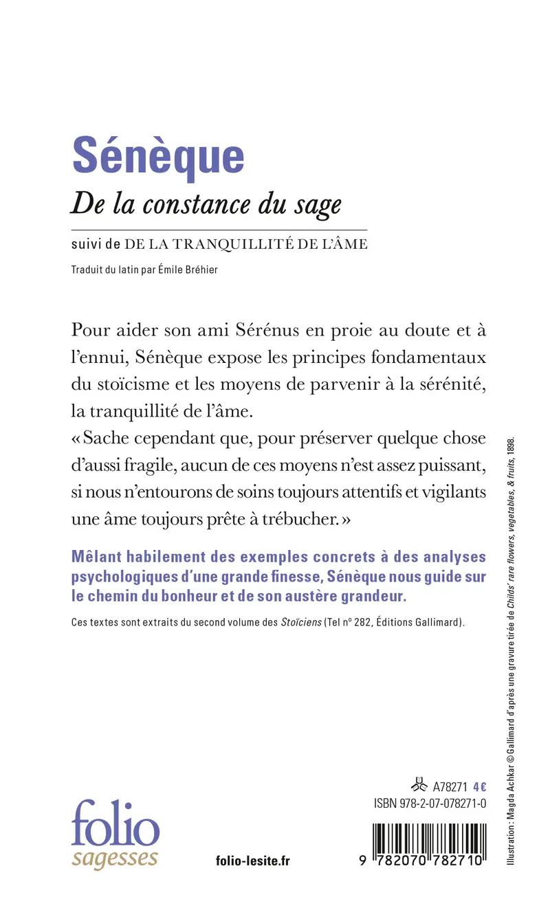 De la constance du sage suivi de De la tranquillité de l'âme - Sénèque