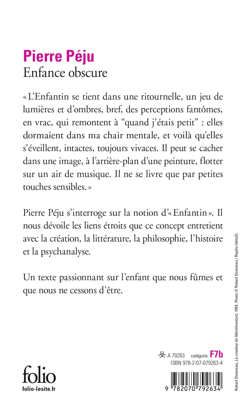 Enfance obscure - Pierre Péju
