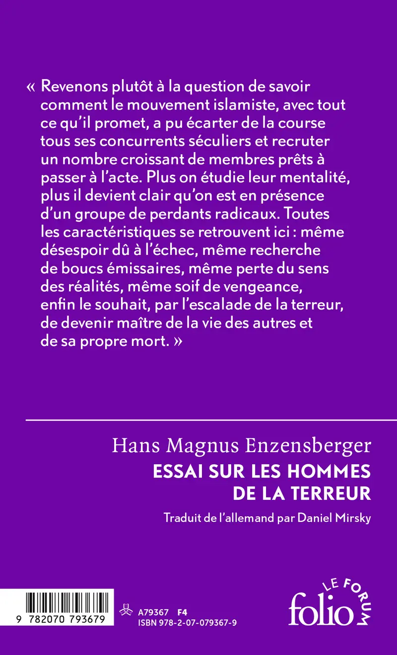 Essai sur les hommes de la terreur - Hans Magnus Enzensberger