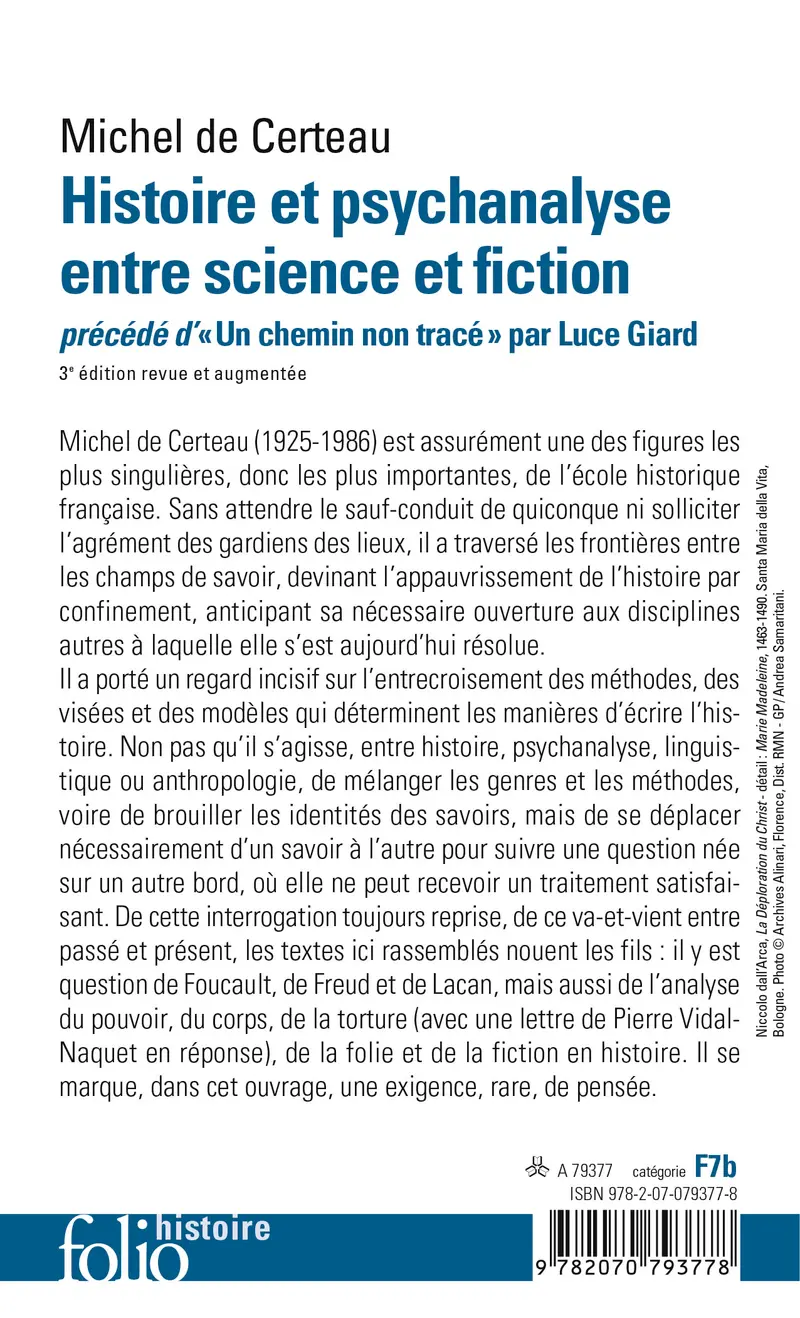 Histoire et psychanalyse entre science et fiction - Michel de Certeau