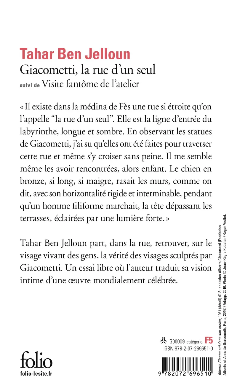 Giacometti, la rue d'un seul suivi de Visite fantôme de l'atelier - Tahar Ben Jelloun