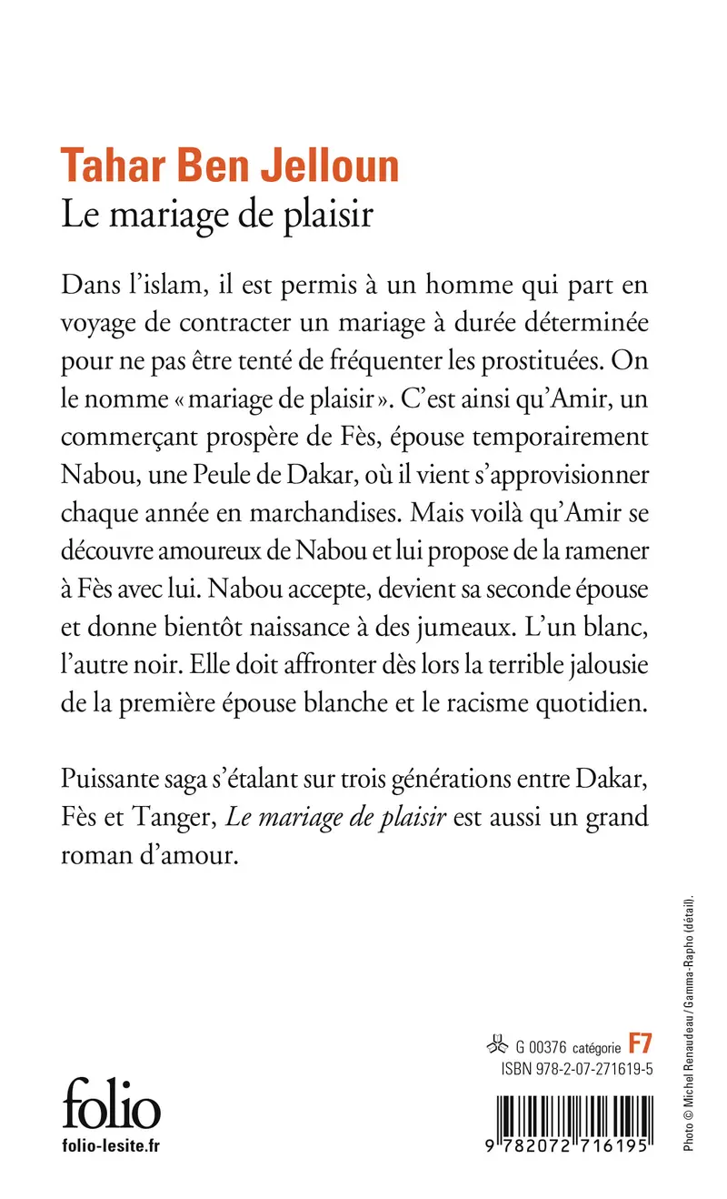 Le mariage de plaisir - Tahar Ben Jelloun