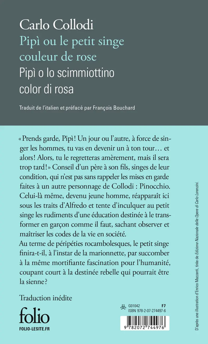 Pipì ou Le petit singe couleur de rose/ Pipì o lo scimmiottino color di rosa - Carlo Collodi