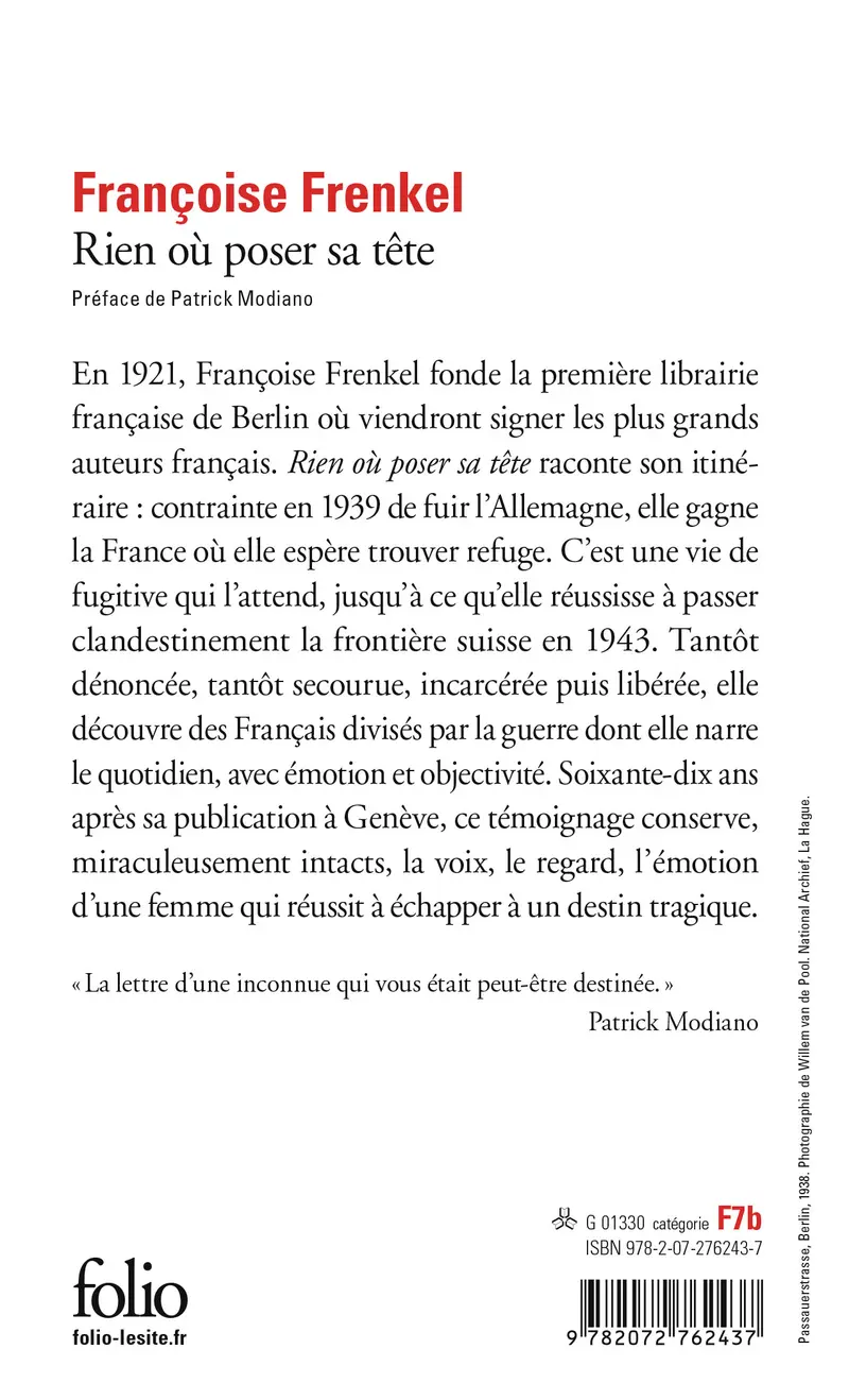 Rien où poser sa tête - Françoise Frenkel