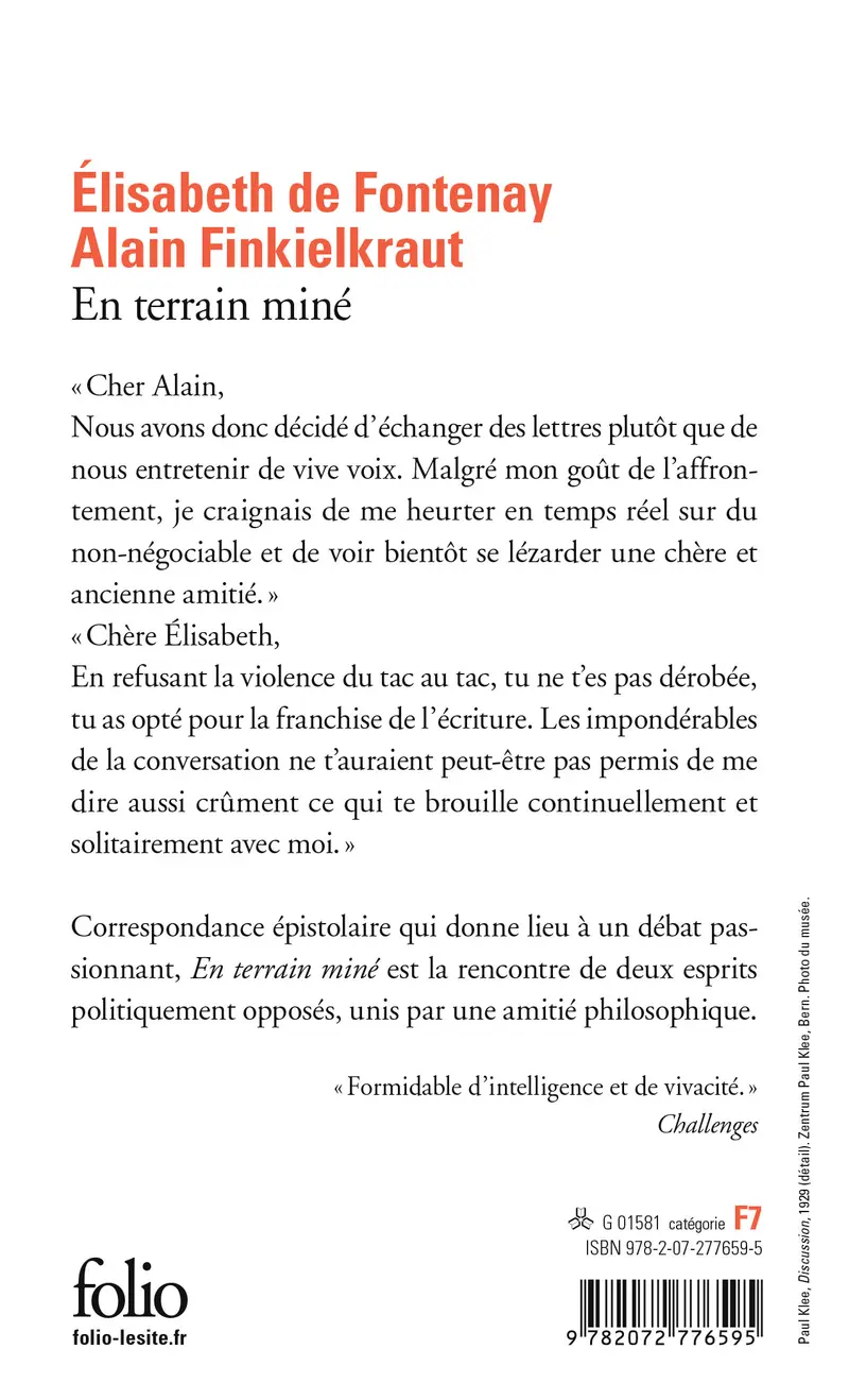 En terrain miné - Alain Finkielkraut - Élisabeth de Fontenay