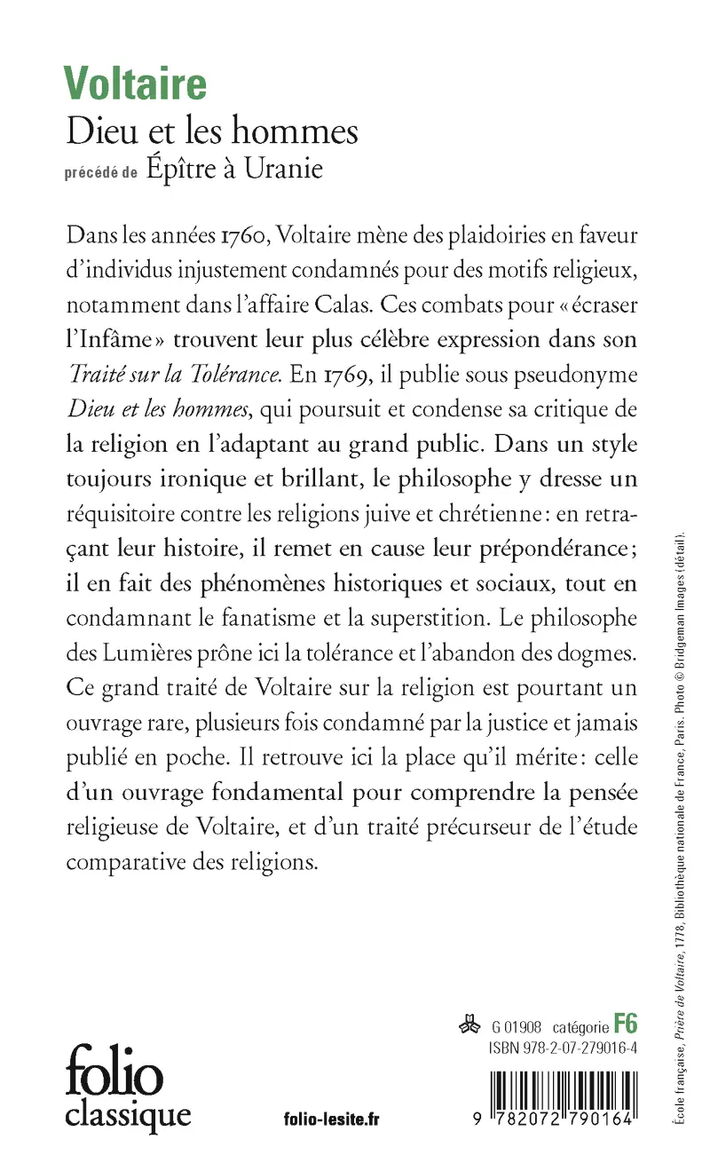 Dieu et les hommes précédé d'Épître à Uranie - Voltaire