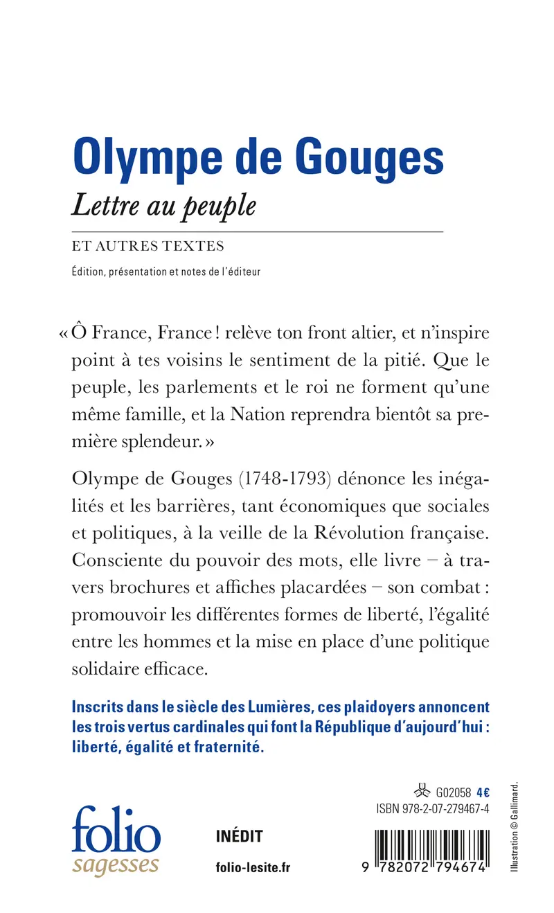 Lettre au peuple et autres textes - Olympe de Gouges