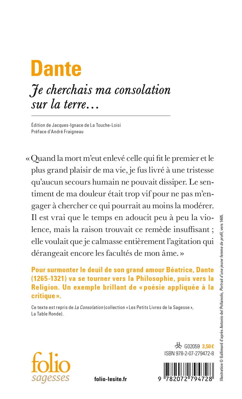 Je cherchais ma consolation sur la terre... - Dante