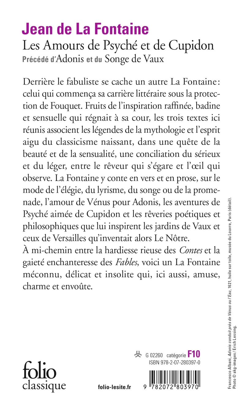 Les Amours de Psyché et de Cupidon précédé d'Adonis et de Le Songe de Vaux - Jean de La Fontaine