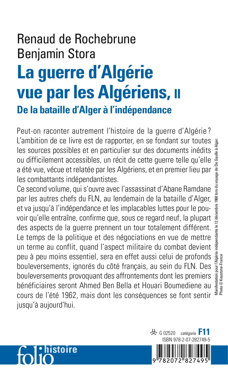 La guerre d'Algérie vue par les Algériens - Benjamin Stora - Renaud de Rochebrune