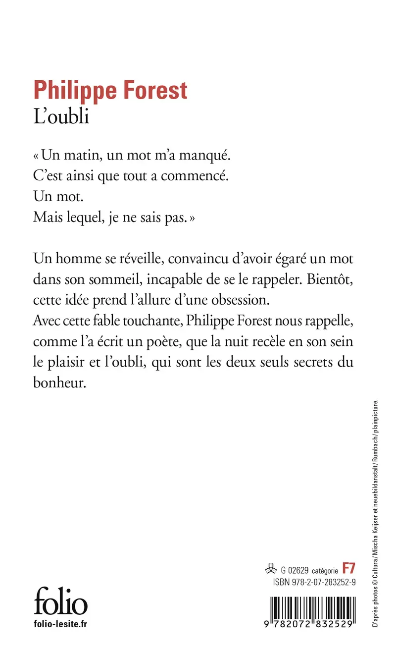 L'oubli - Philippe Forest