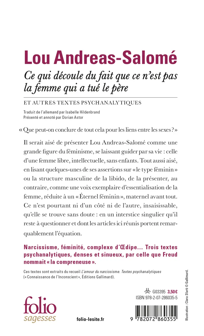 Ce qui découle du fait que ce n'est pas la femme qui a tué le père et autres textes psychanalytiques - Lou Andreas-Salomé
