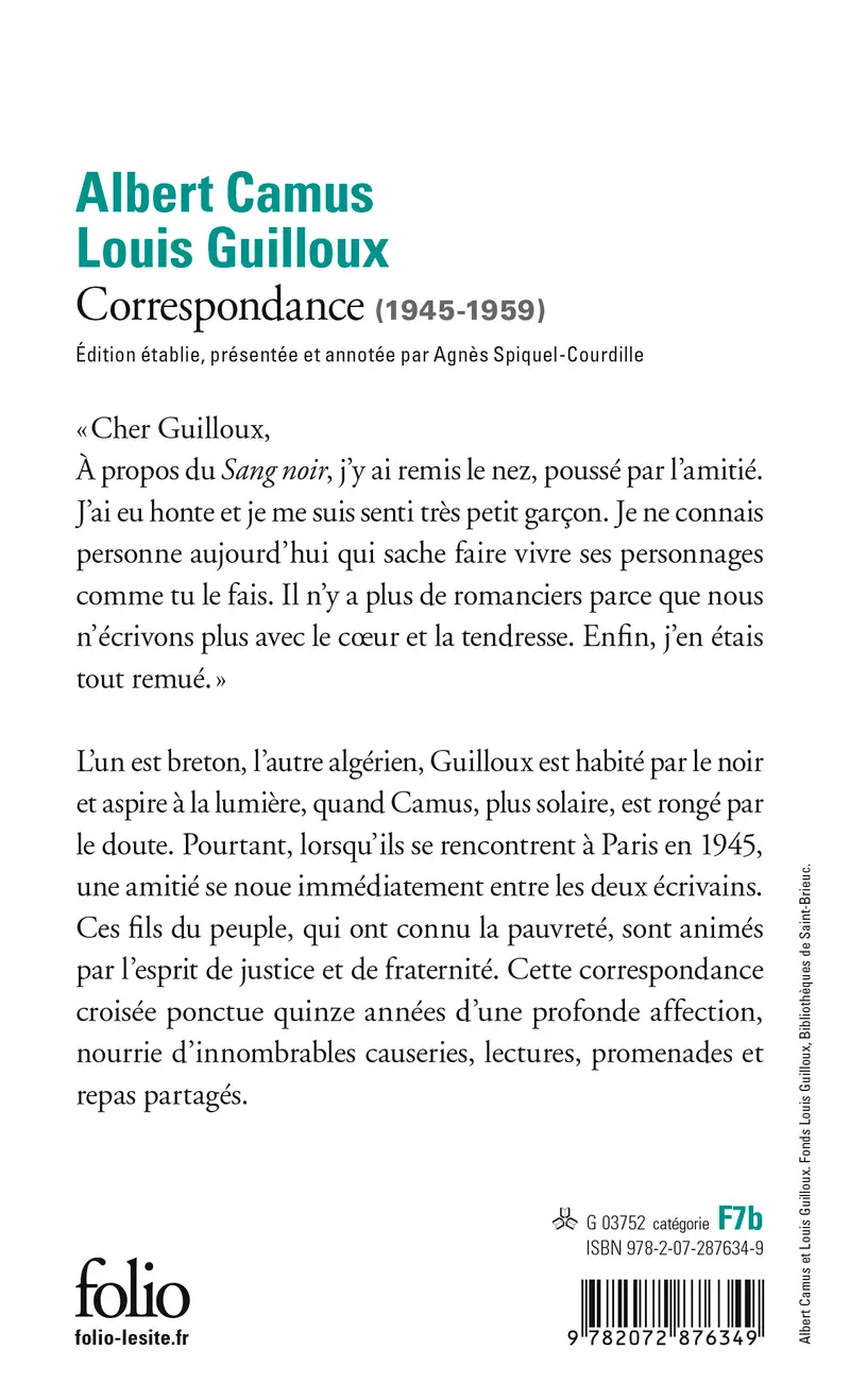 Correspondance - Albert Camus - Louis Guilloux