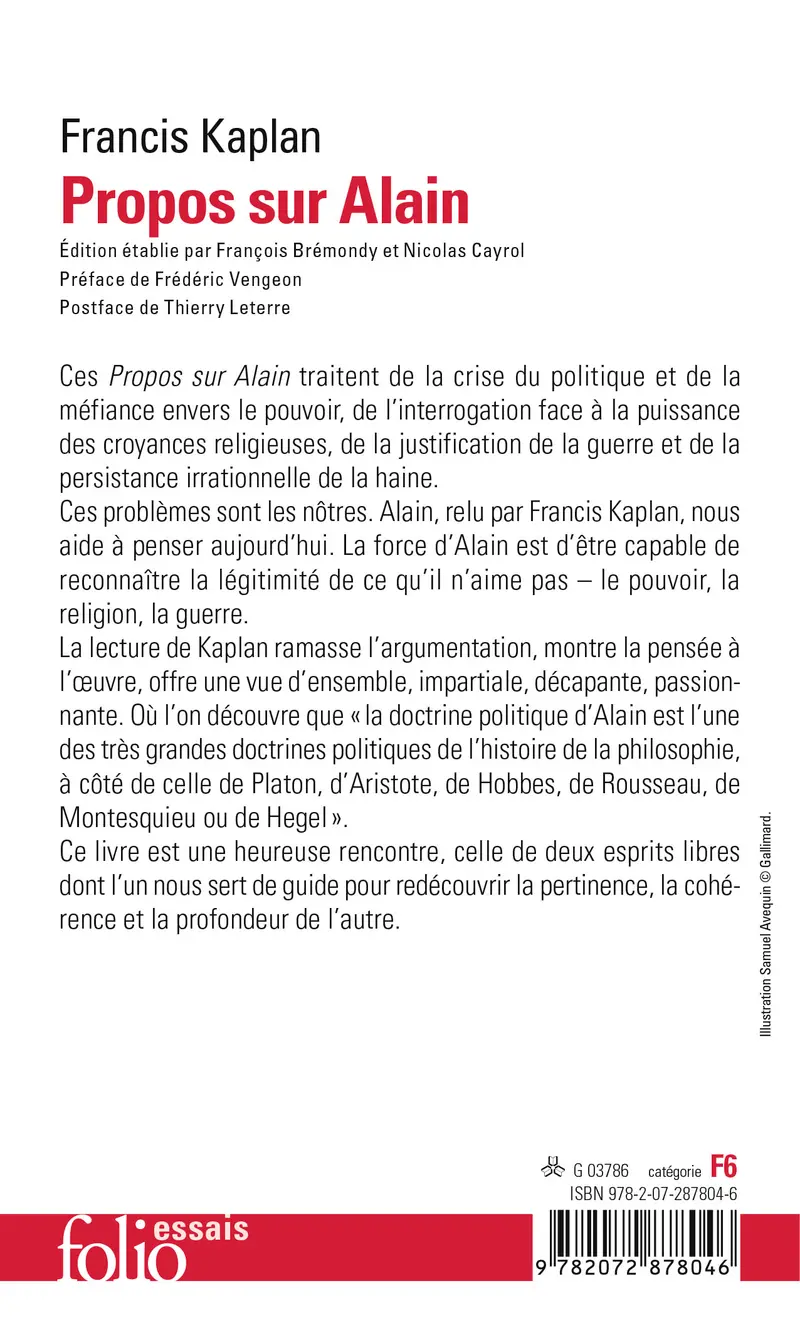 Propos sur Alain - Francis Kaplan