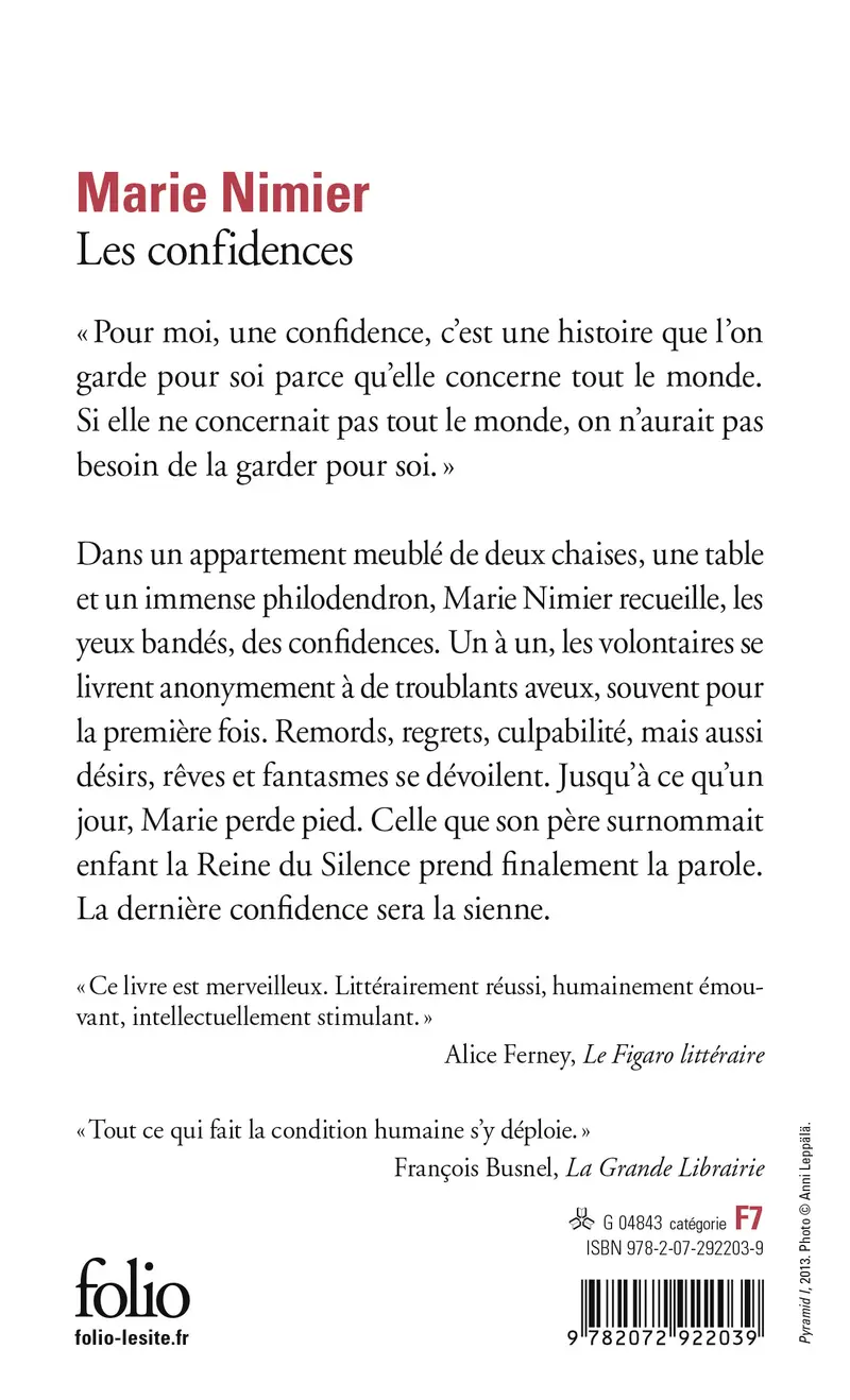 Les confidences - Marie Nimier