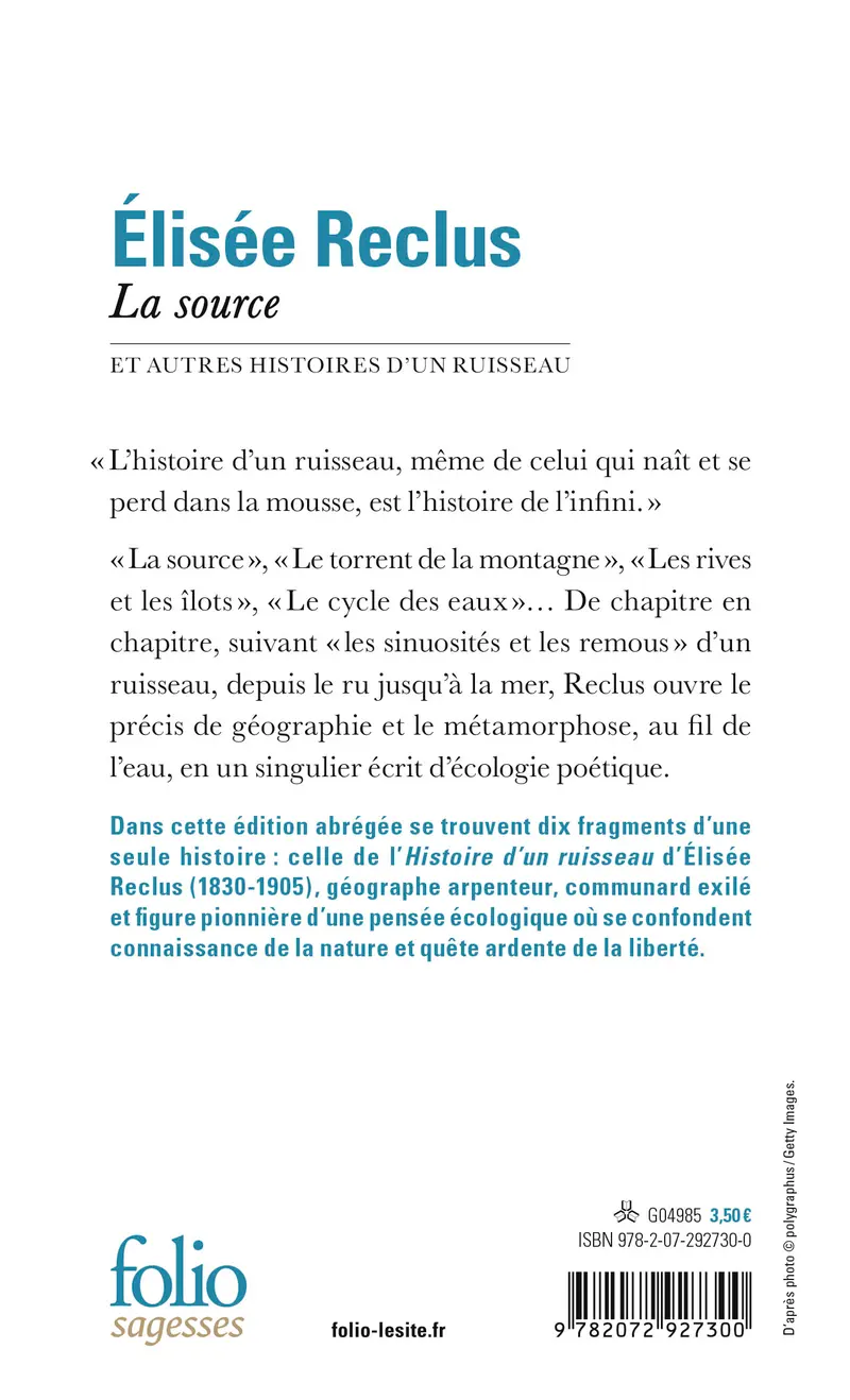 La source et autres histoires d'un ruisseau - Elisée Reclus