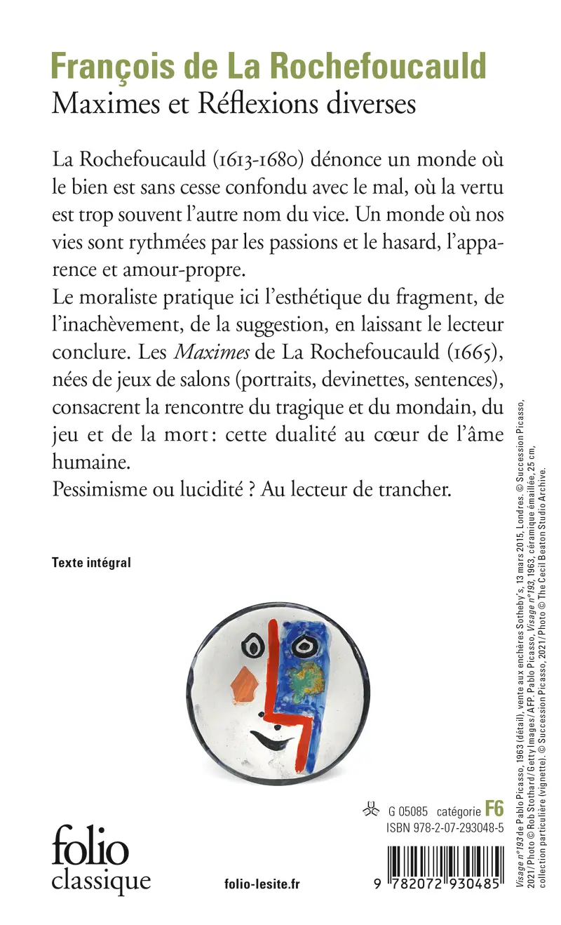 Maximes et Réflexions diverses - François de La Rochefoucauld - Marquise de Sablé