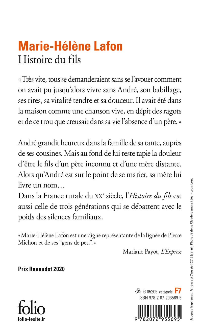 Histoire du fils - Marie-Hélène Lafon
