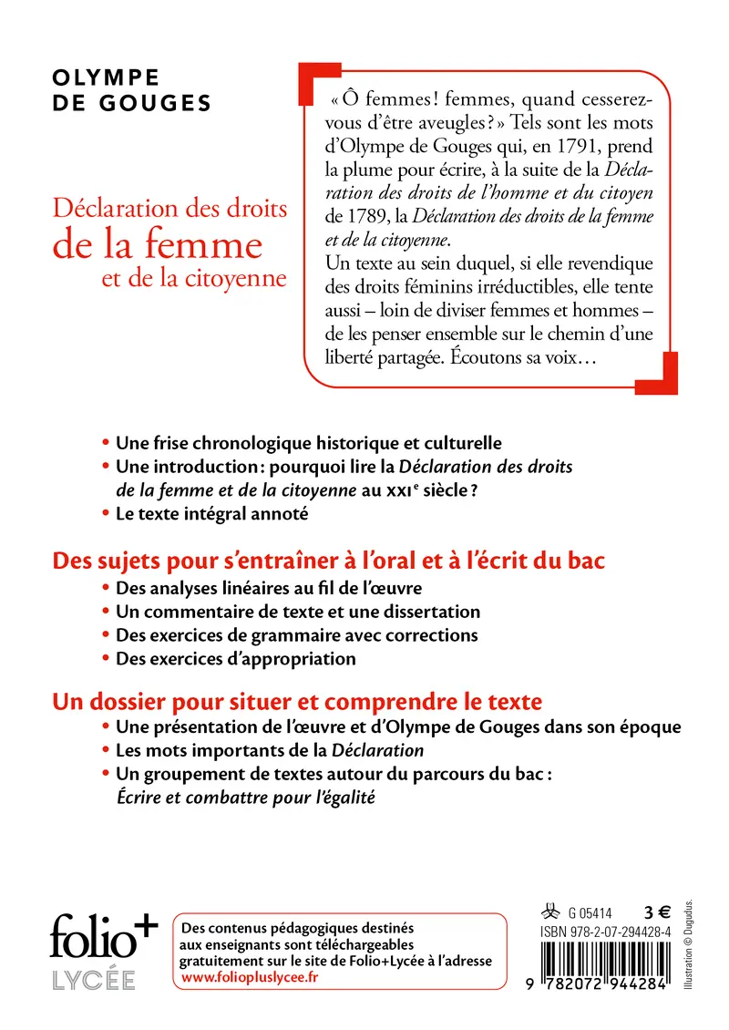 Déclaration des droits de la femme et de la citoyenne - Bac 2024 - Olympe de Gouges