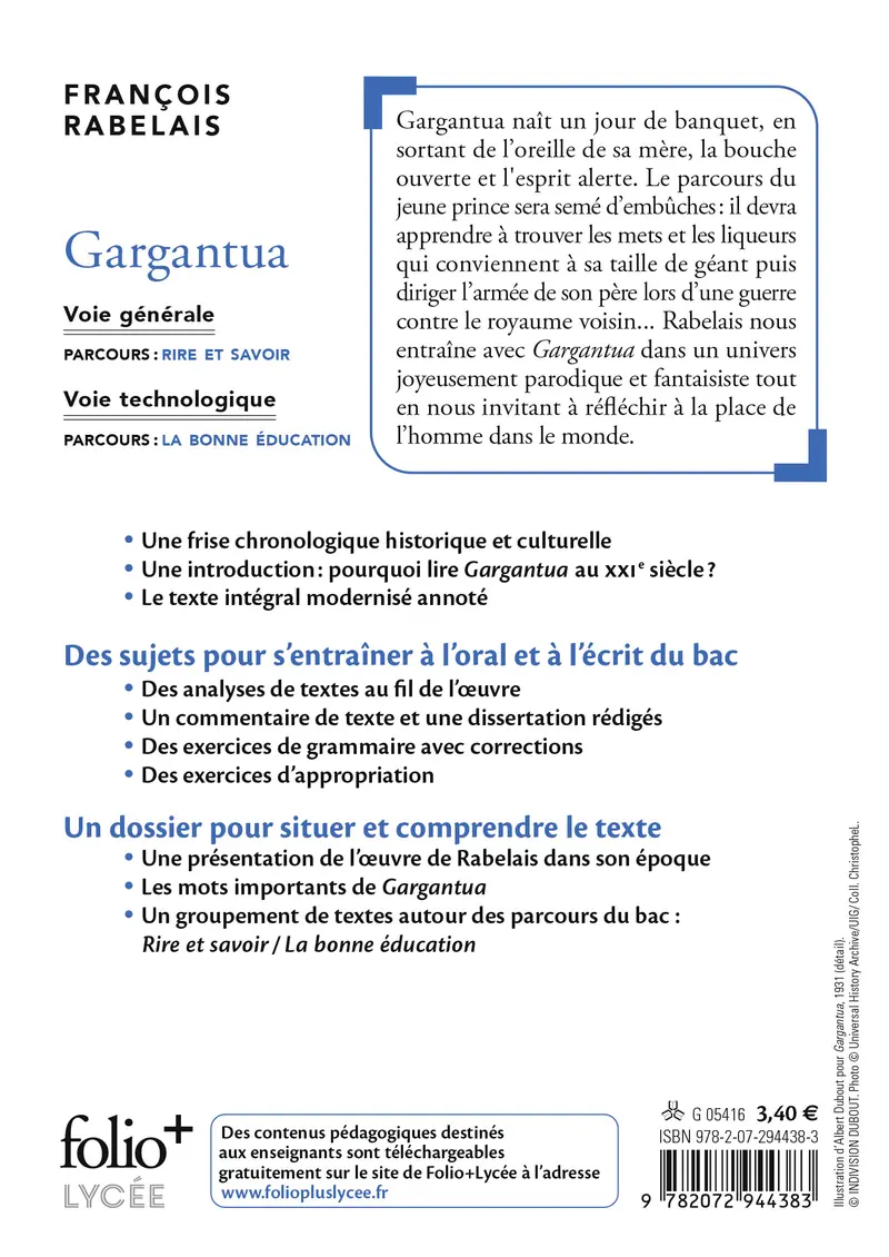 Gargantua - BAC 2025 - François Rabelais