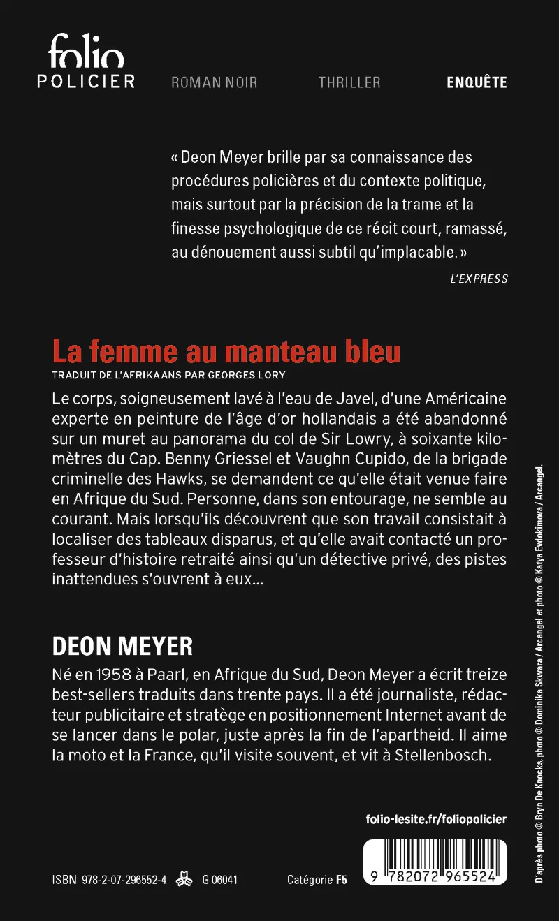 La femme au manteau bleu - Deon Meyer