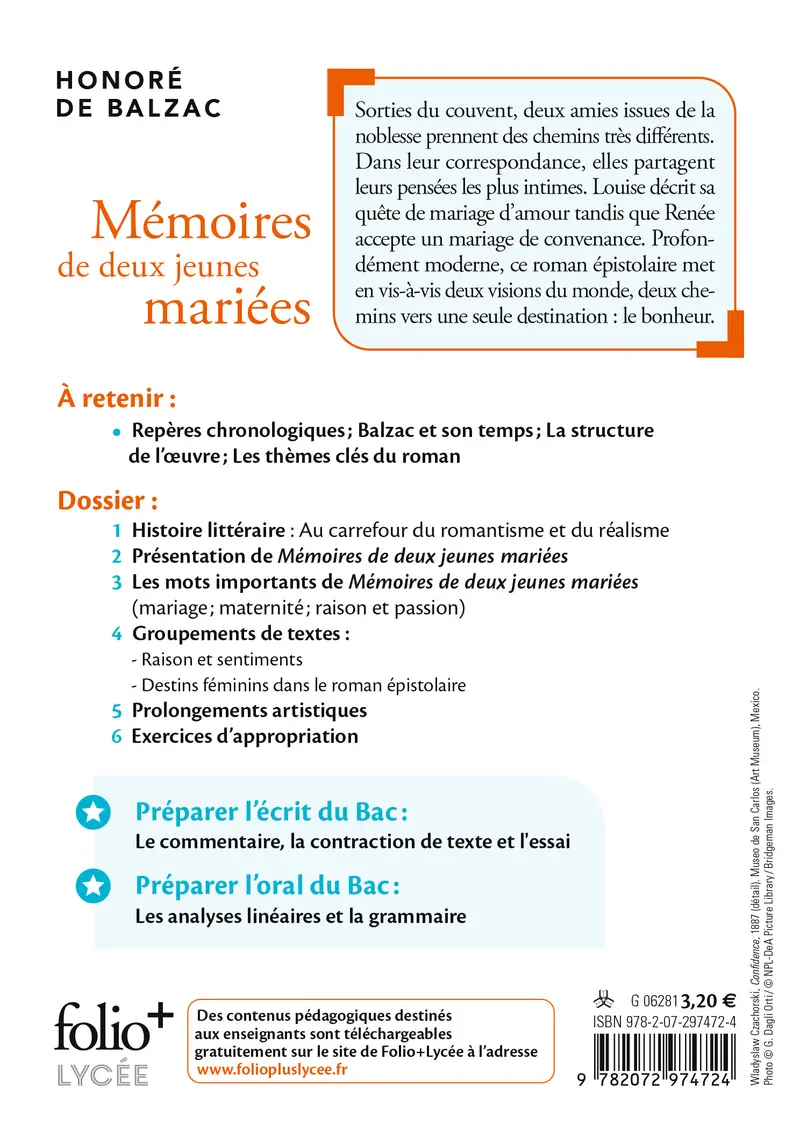 Mémoires de deux jeunes mariées - Bac Techno 2024 - Honoré de Balzac