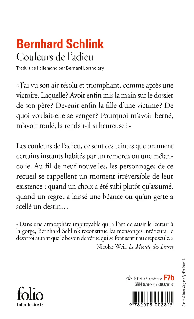 Couleurs de l'adieu - Bernhard Schlink