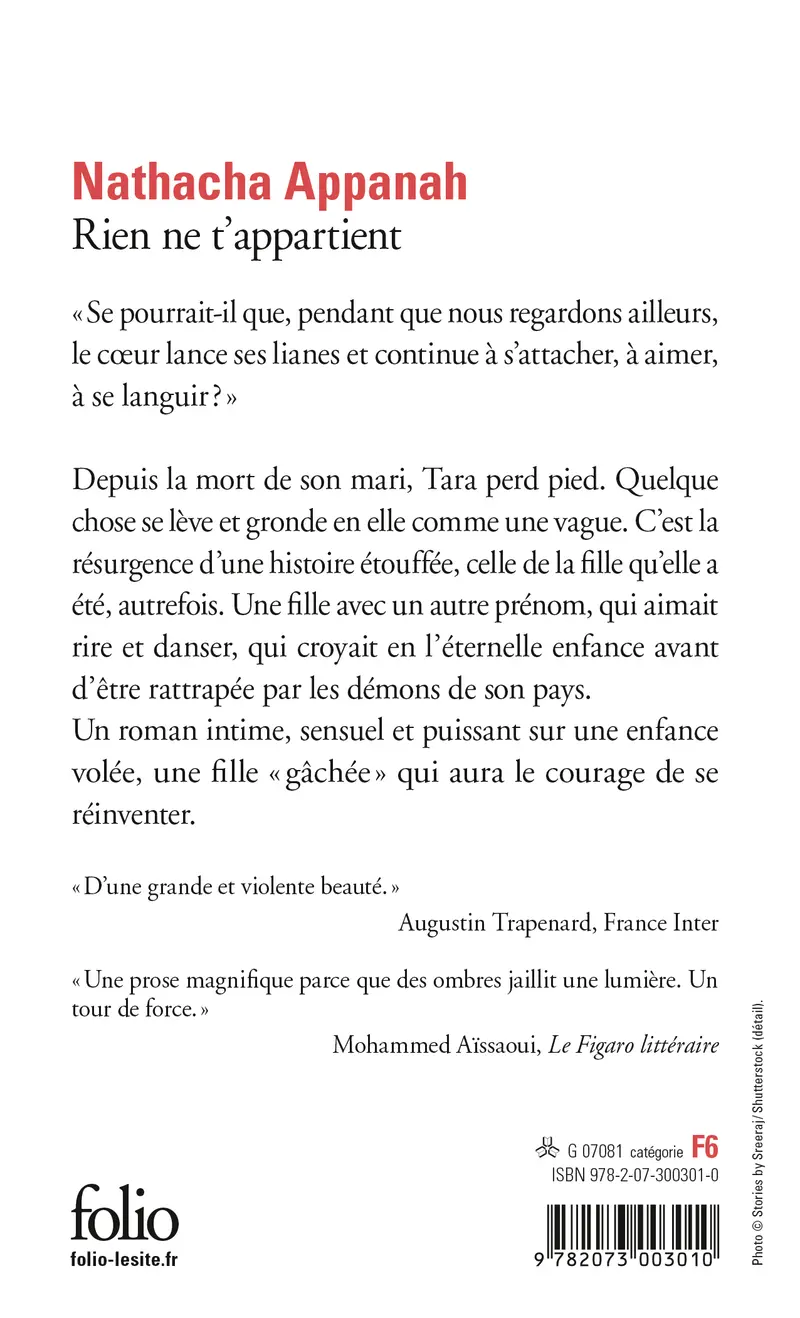 Rien ne t'appartient - Nathacha Appanah