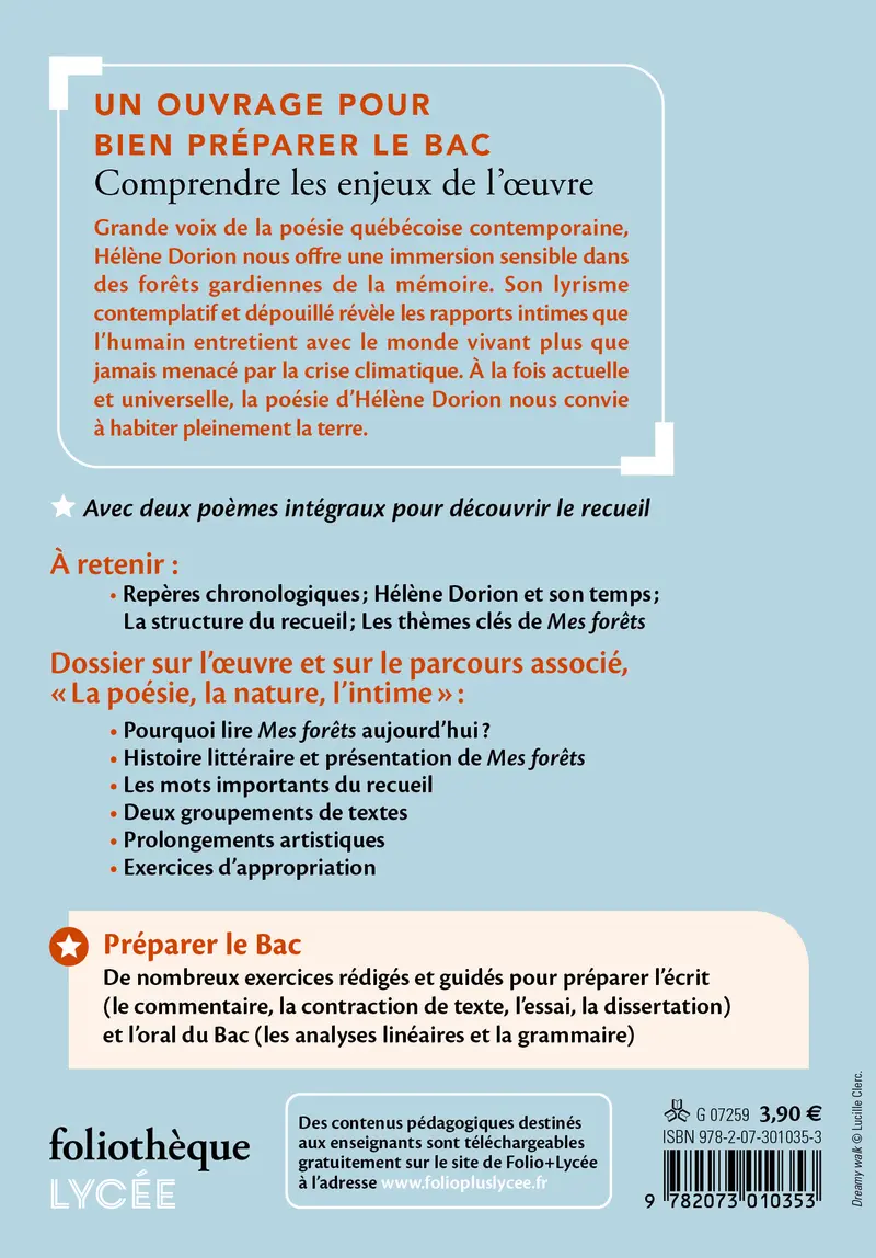 Dossier sur « Mes forêts » d'Hélène Dorion - Bac 2025 - Lydie Cavelier
