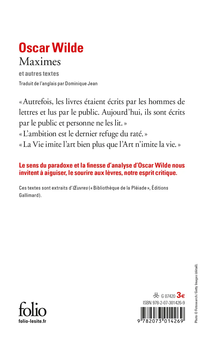 Maximes et autres textes - Oscar Wilde