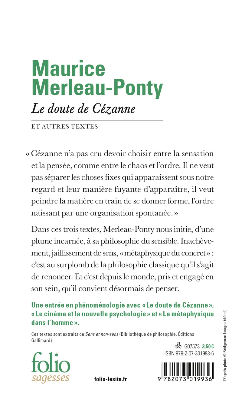 Le doute de Cézanne et autres textes - Maurice Merleau-Ponty