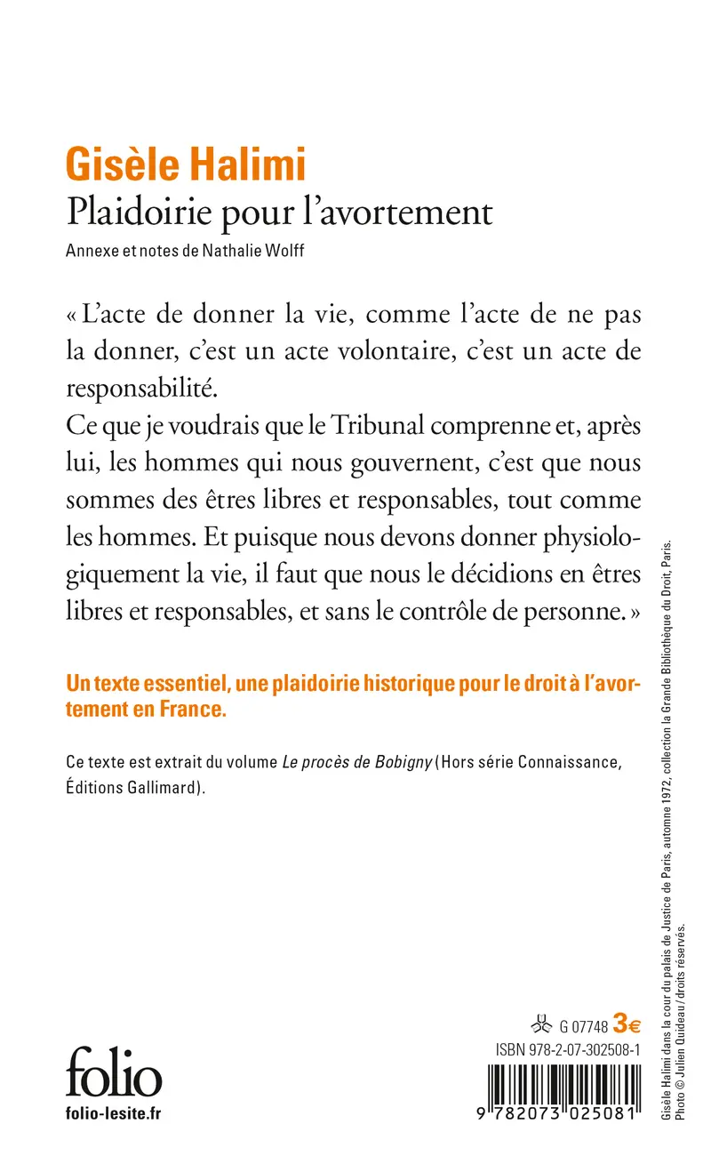 Plaidoirie pour l'avortement - Gisèle Halimi