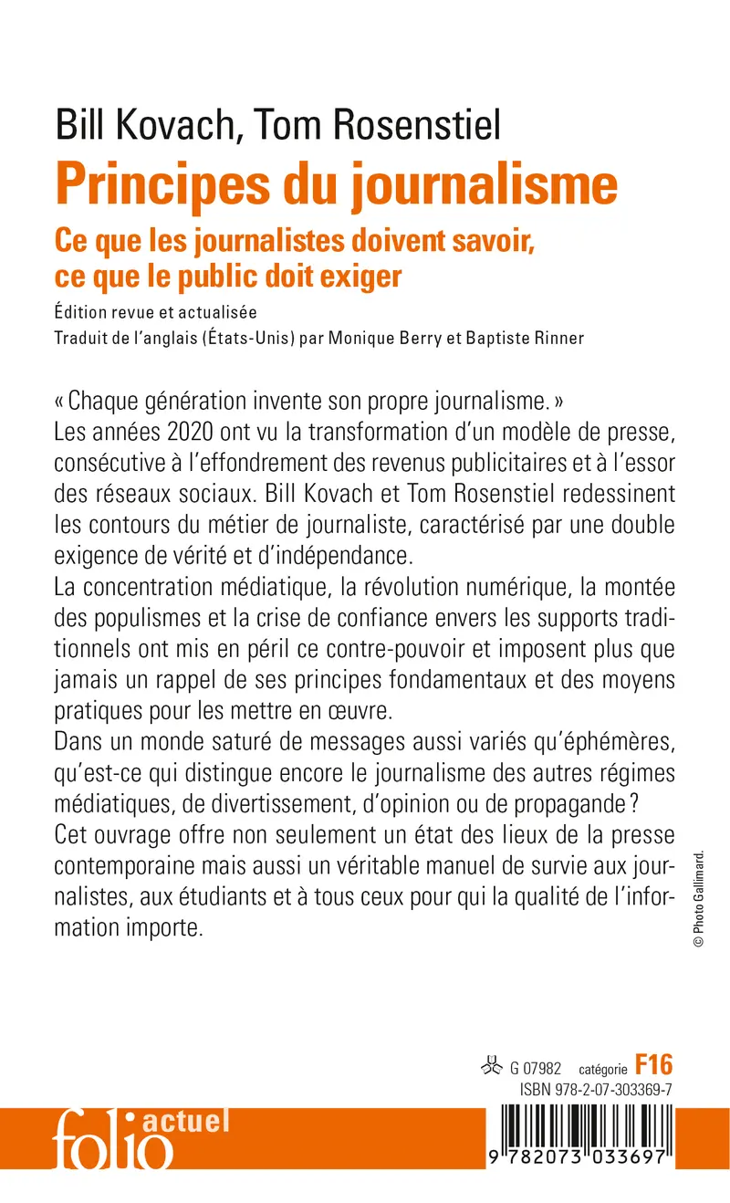 Principes du journalisme - Bill Kovach - Tom Rosenstiel